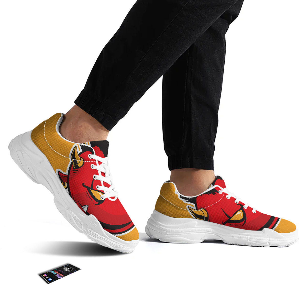 Punk Devil Mohawk Print White Chunky Shoes-grizzshop