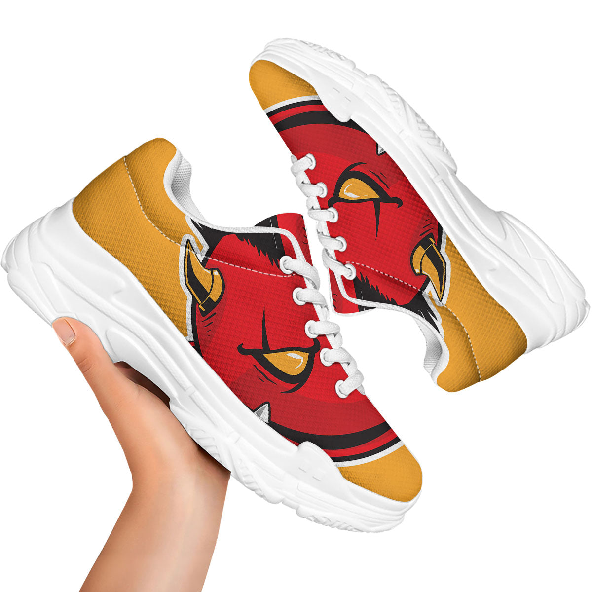 Punk Devil Mohawk Print White Chunky Shoes-grizzshop