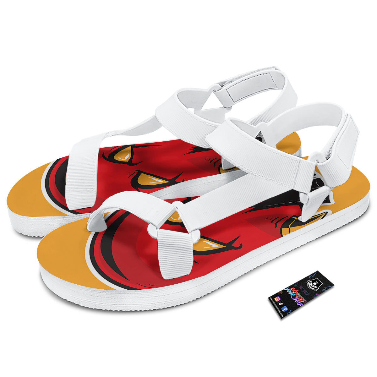 Punk Devil Mohawk Print White Open Toe Sandals-grizzshop