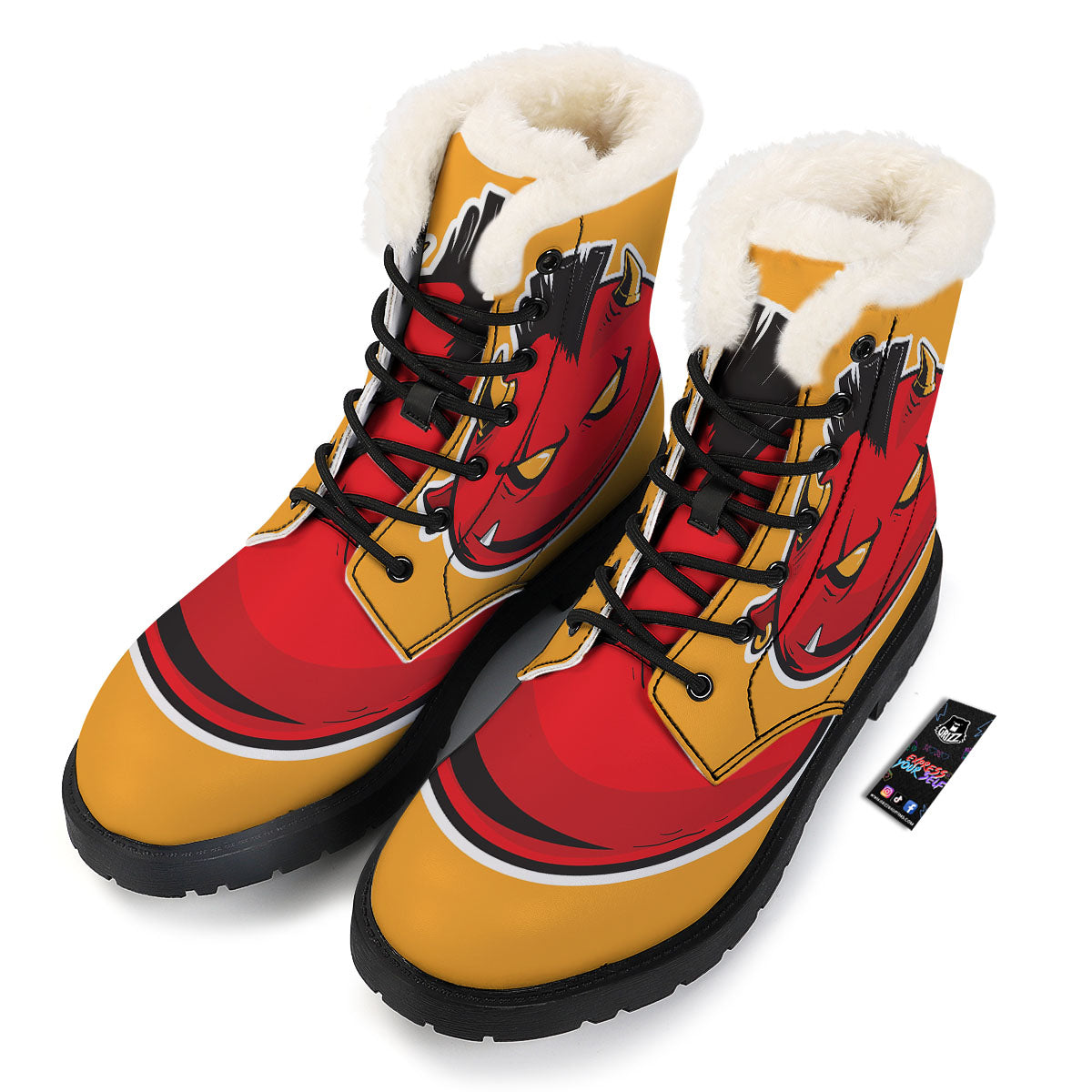 Punk Devil Mohawk Print Winter Boots-grizzshop
