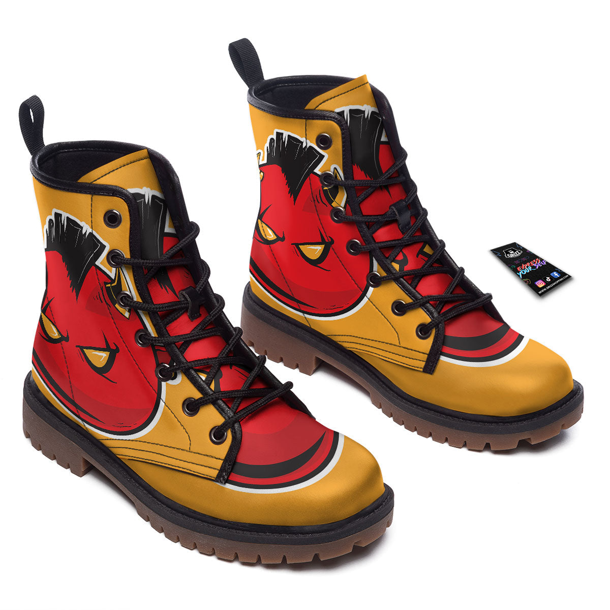 Punk Devil Mohawk Print Work Boots-grizzshop