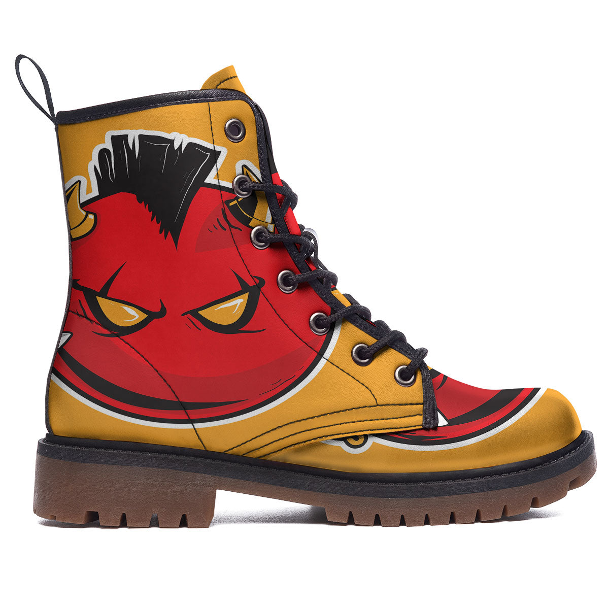 Punk Devil Mohawk Print Work Boots-grizzshop