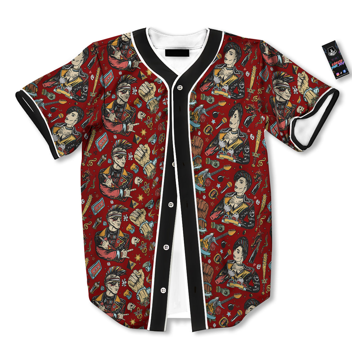 Punk Girl Lifestyle Tattoo Print Pattern Baseball Jersey-grizzshop