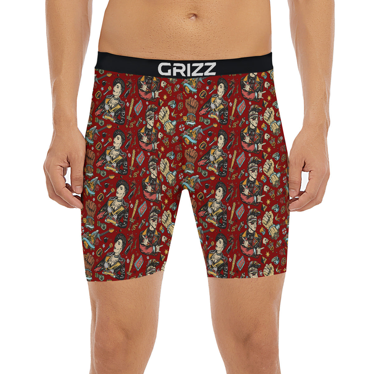 Punk Girl Lifestyle Tattoo Print Pattern Boxer Briefs-grizzshop