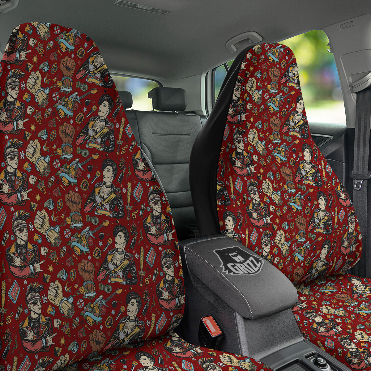 Punk Girl Lifestyle Tattoo Print Pattern Car Seat Covers-grizzshop