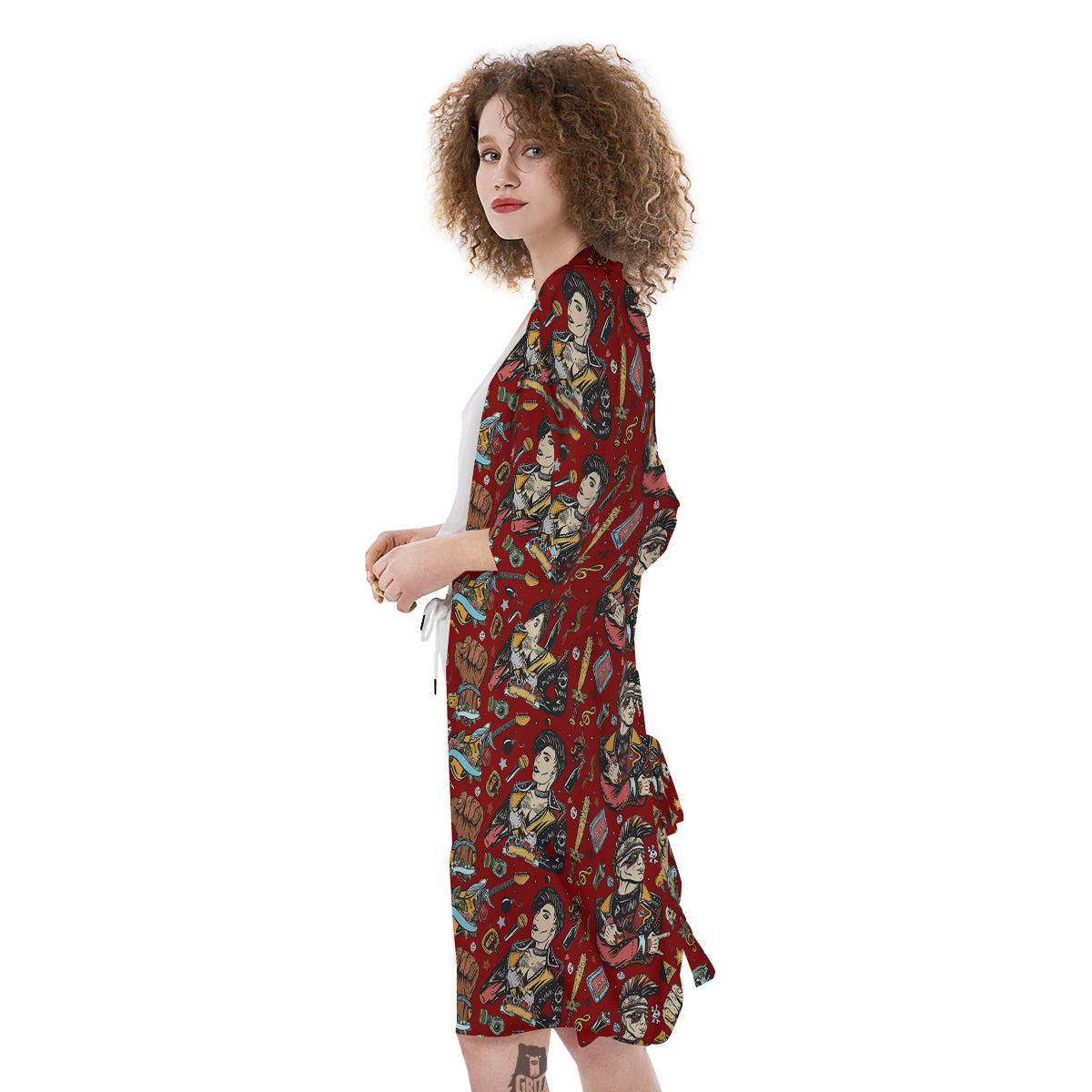 Punk Girl Lifestyle Tattoo Print Pattern Kimono-grizzshop