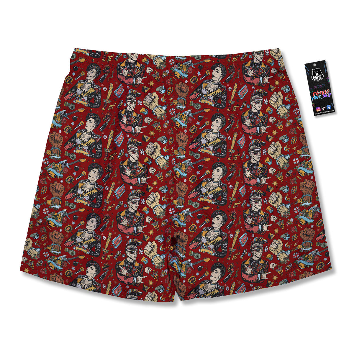 Punk Girl Lifestyle Tattoo Print Pattern Men's Running Shorts-grizzshop