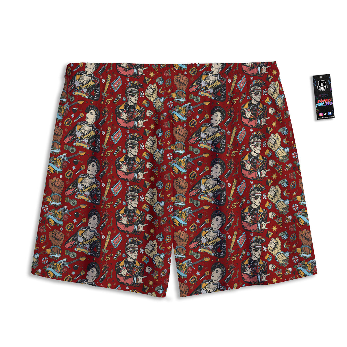 Red Green And White Argyle Print Pattern Mesh Shorts