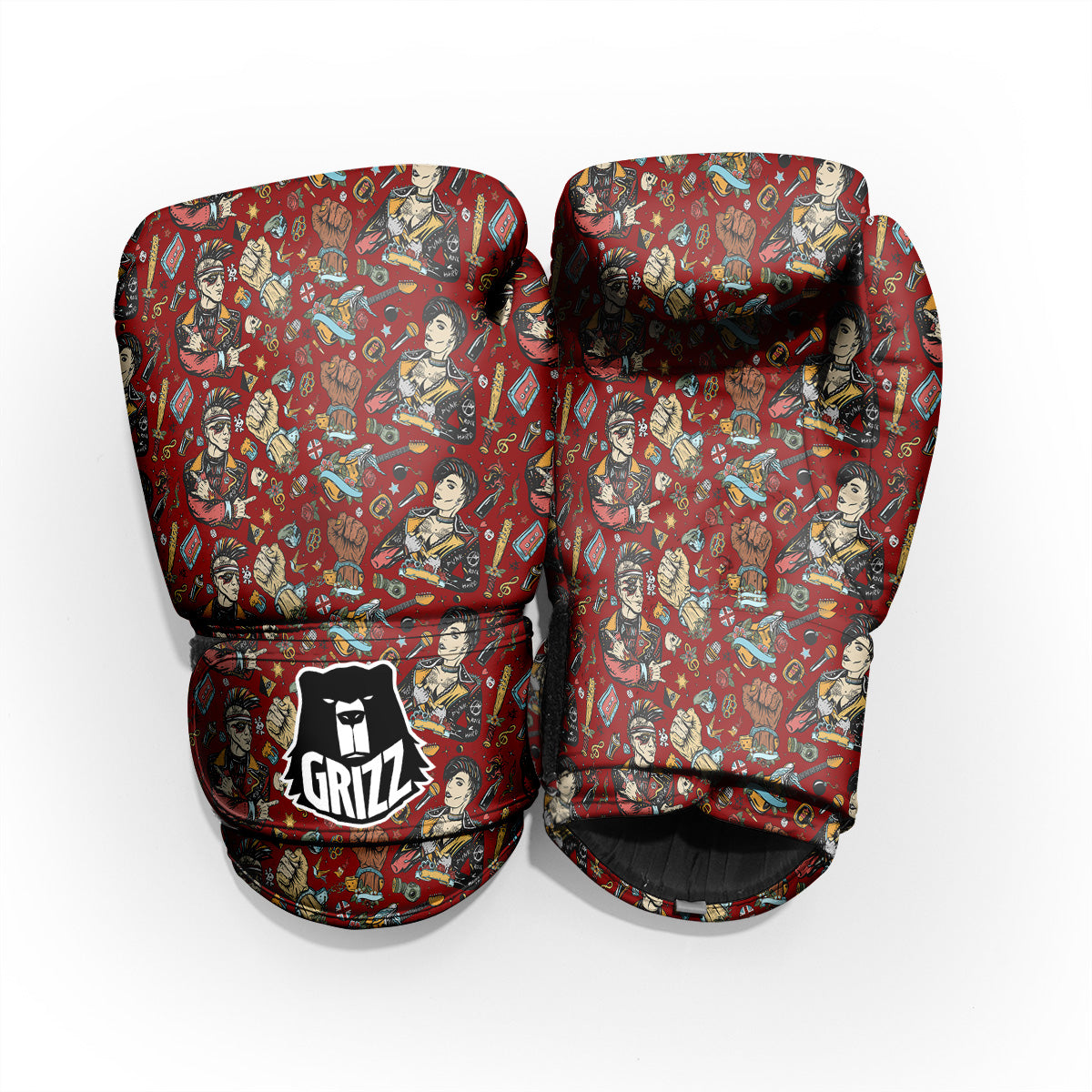 Punk Girl Lifestyle Tattoo Print Pattern Pro Boxing Glove