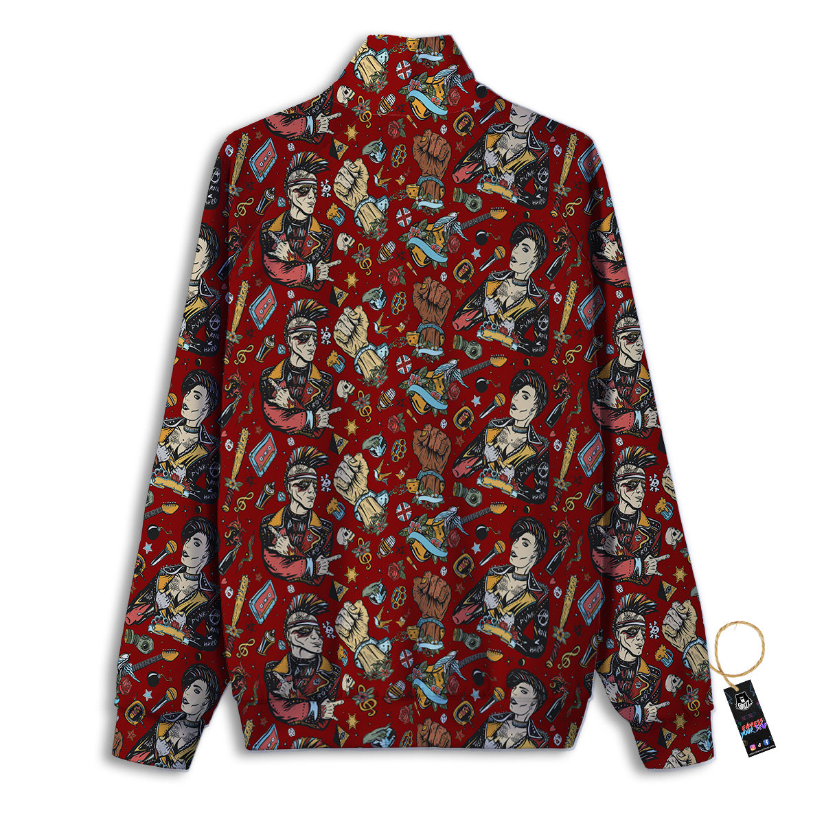 Punk Girl Lifestyle Tattoo Print Pattern Track Jacket-grizzshop