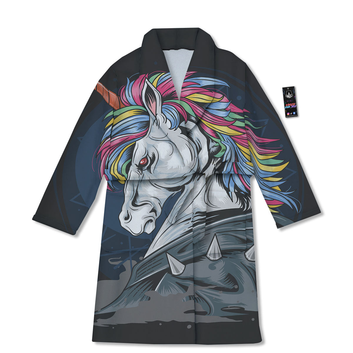 Punk Unicorn Print Bathrobe-grizzshop