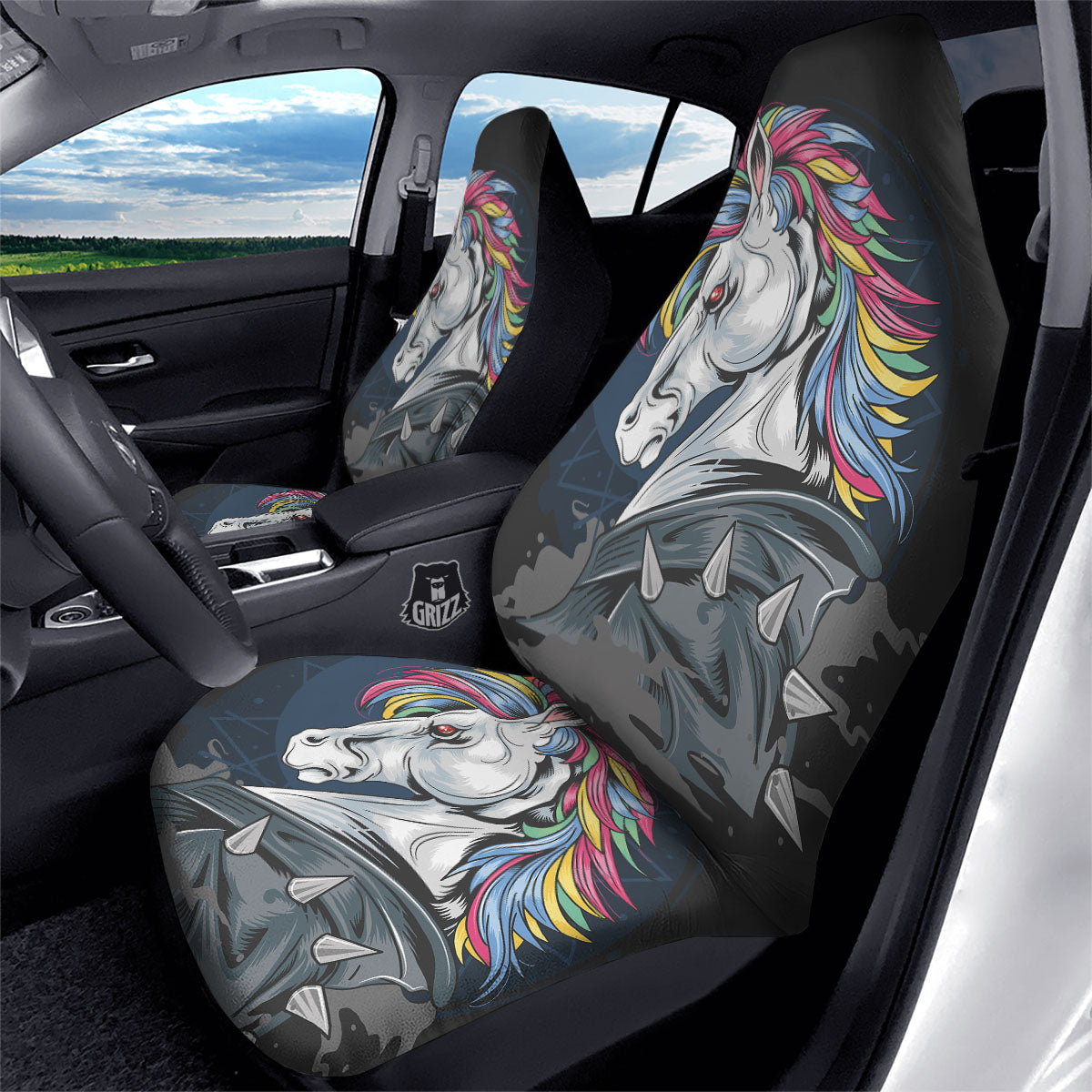 Punk Unicorn Print Car Seat Covers-grizzshop