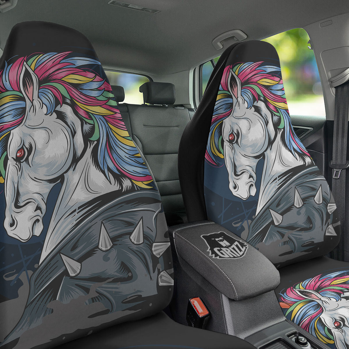 Punk Unicorn Print Car Seat Covers-grizzshop