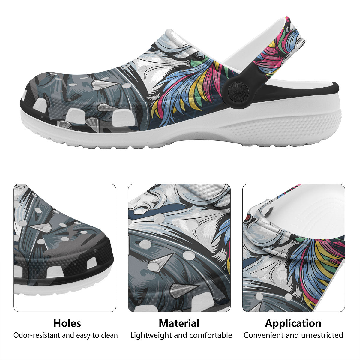 Punk Unicorn Print Clog-grizzshop
