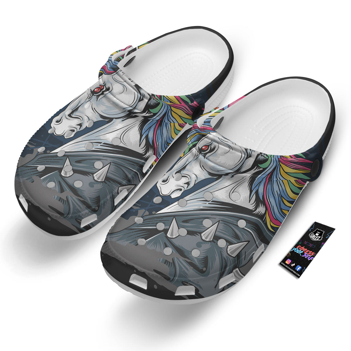 Punk Unicorn Print Clog-grizzshop