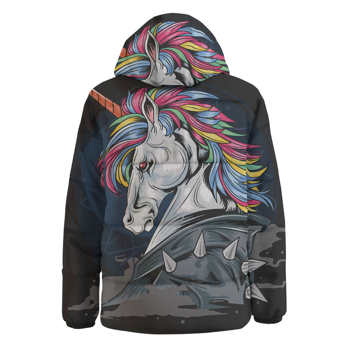 Punk Unicorn Print Down Jacket-grizzshop