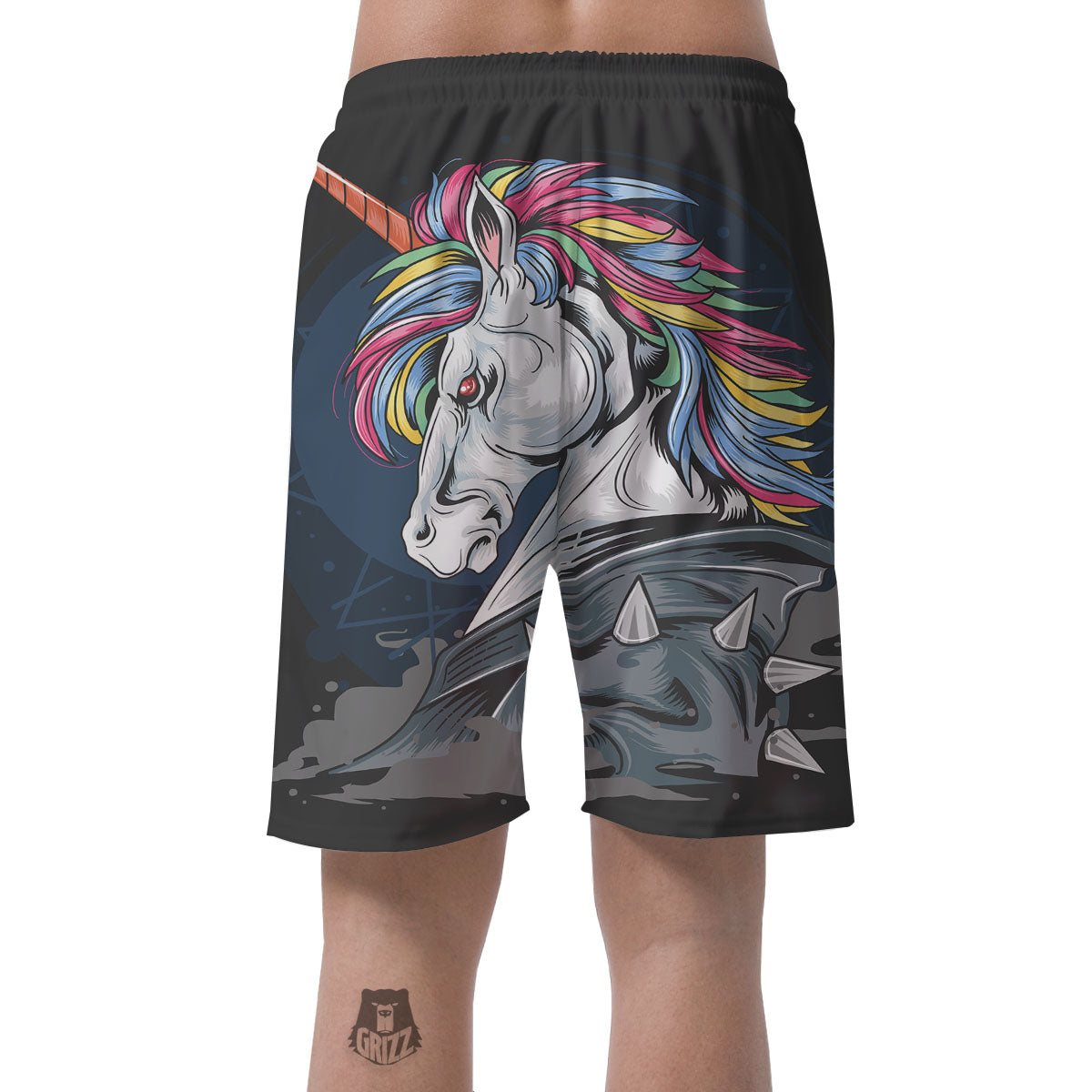 Punk Unicorn Print Men's Shorts-grizzshop
