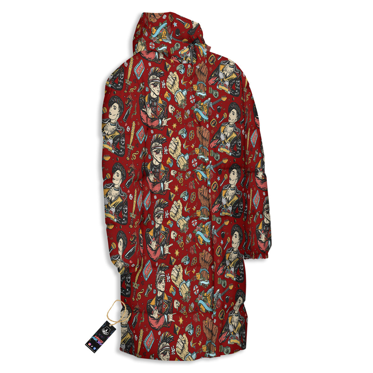 Punk Girl Lifestyle Tattoo Print Pattern Long Down Jacket