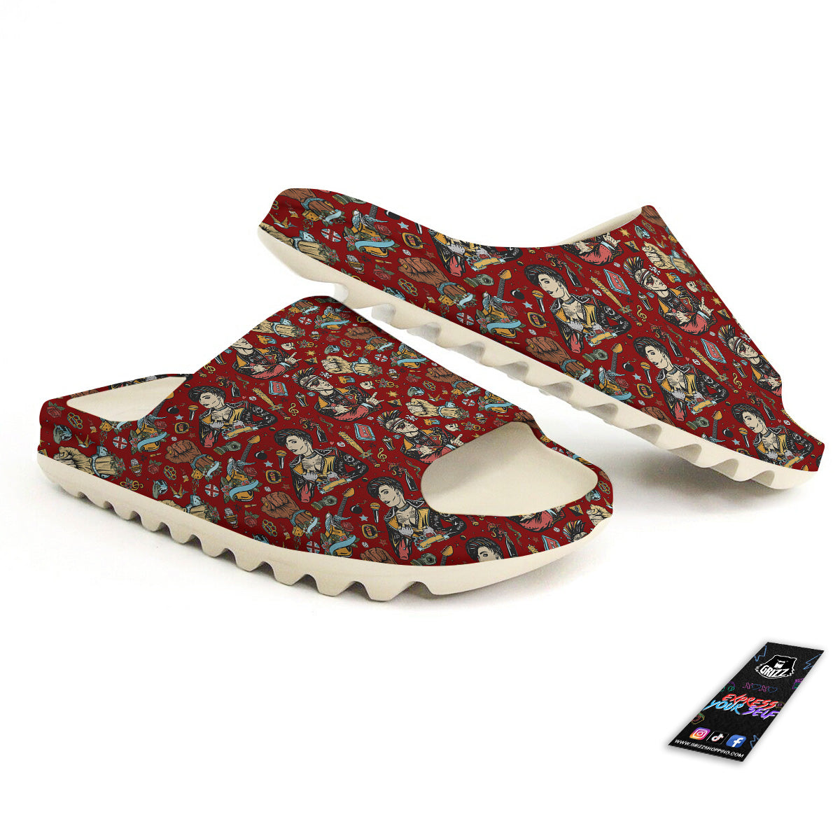 Punk Girl Lifestyle Tattoo Print Pattern Sandals-grizzshop