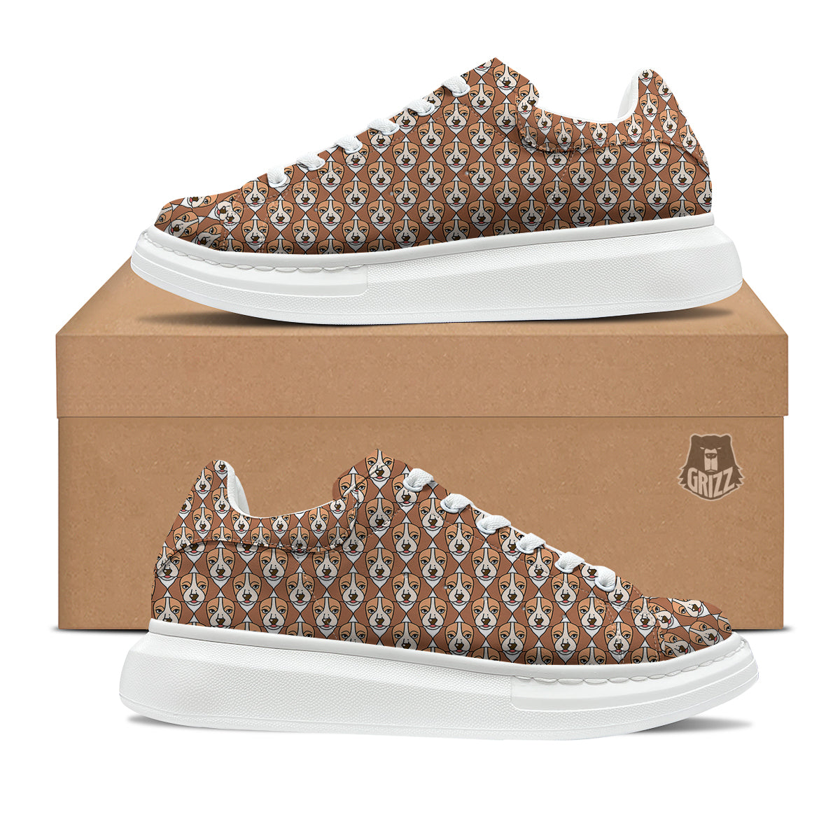Puppy Adorable Beagle Print Pattern Platform Shoes-grizzshop