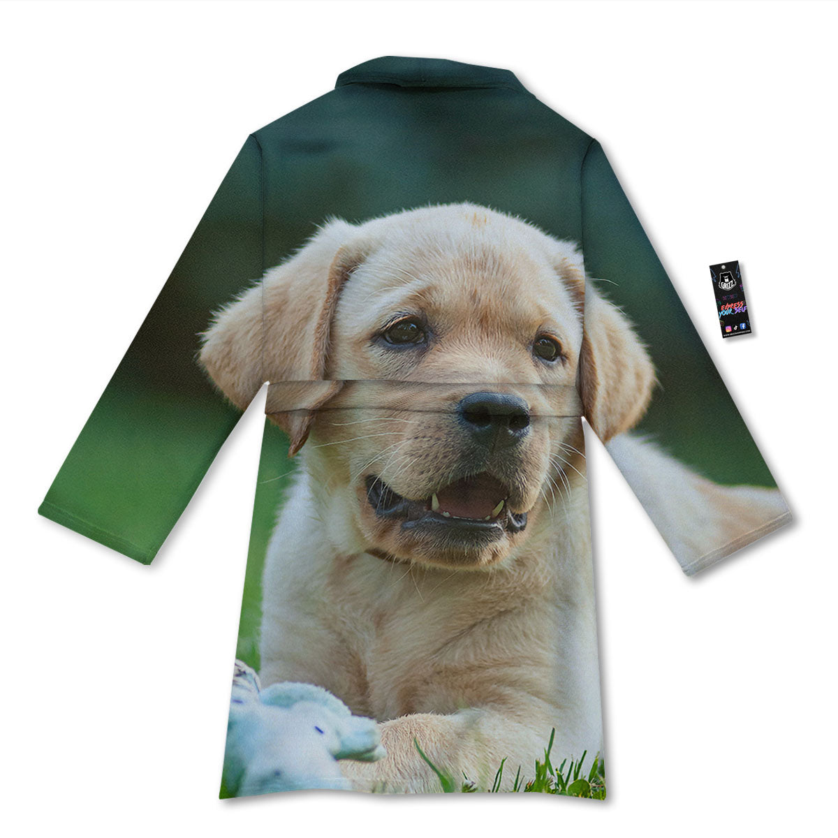 Puppy And Labrador Retriever Print Bathrobe-grizzshop