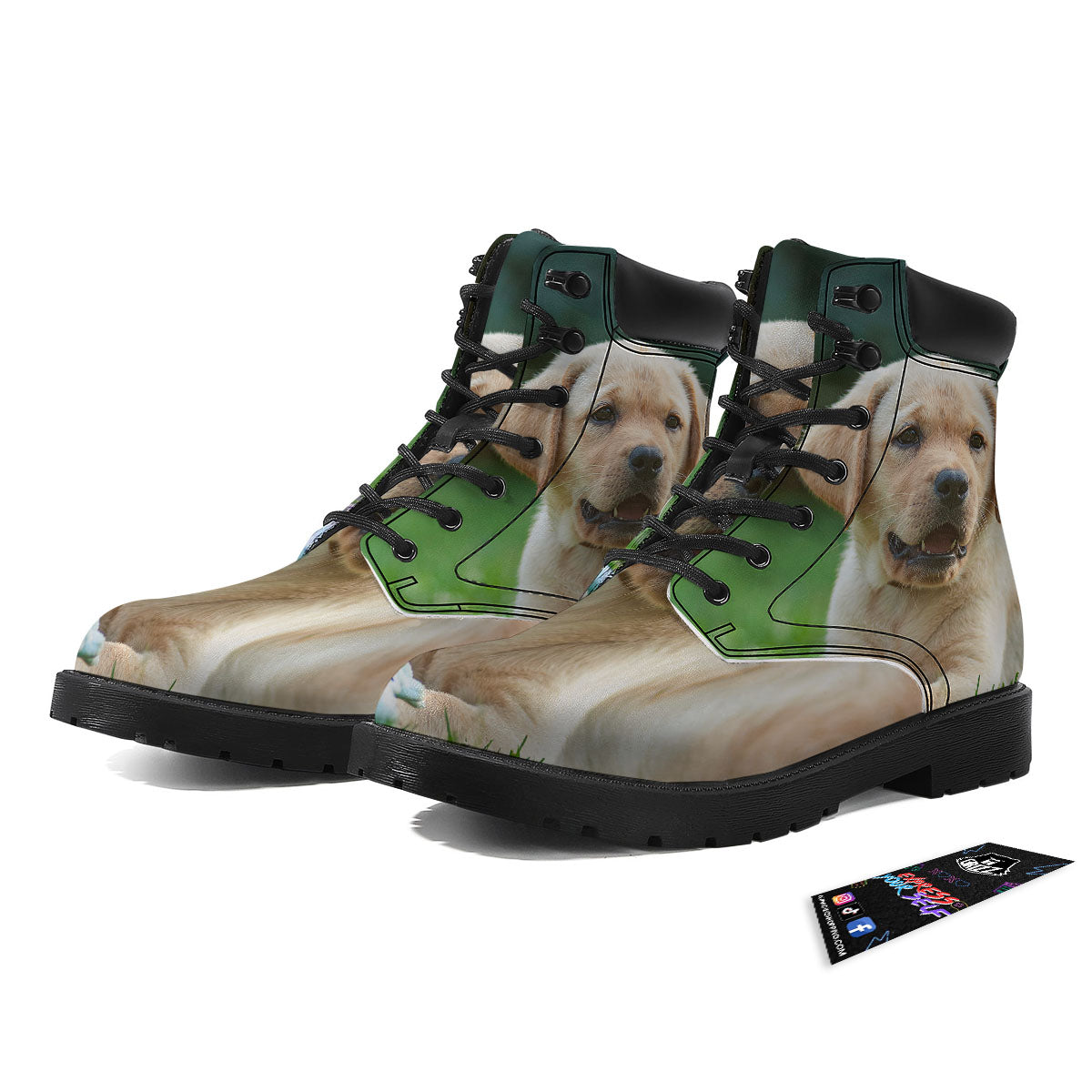 Puppy And Labrador Retriever Print Boots-grizzshop