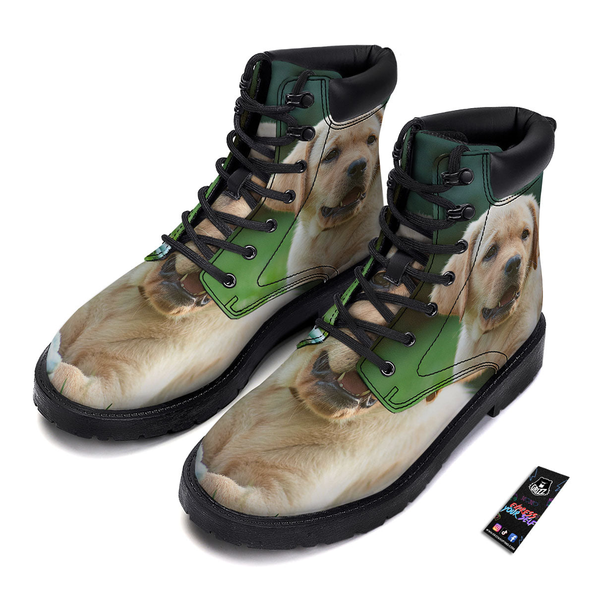 Puppy And Labrador Retriever Print Boots-grizzshop