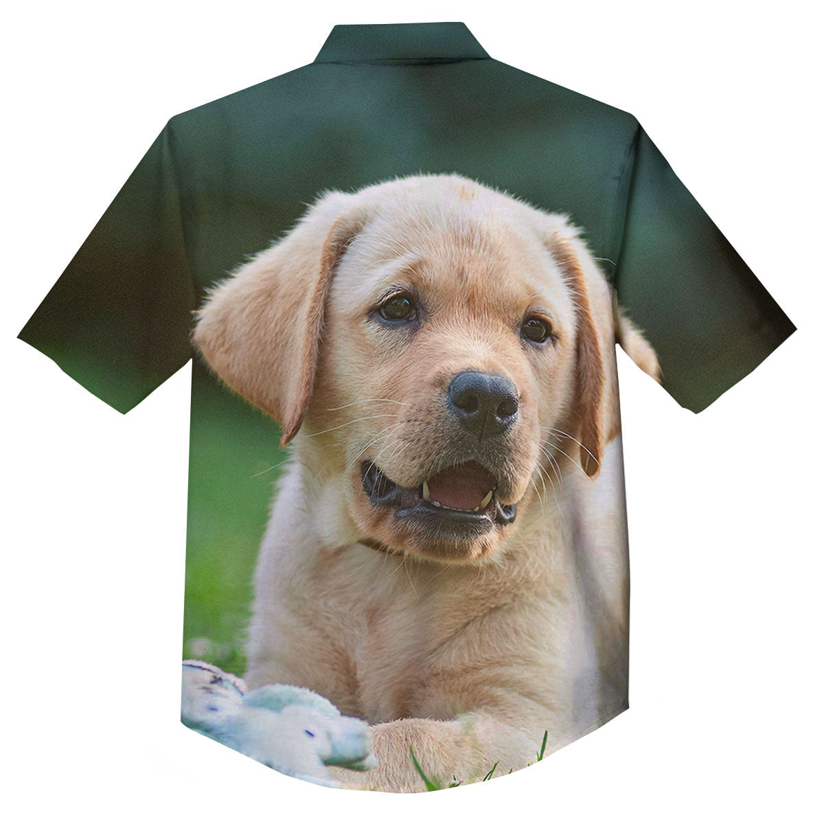 Puppy And Labrador Retriever Print Button Up Shirt-grizzshop