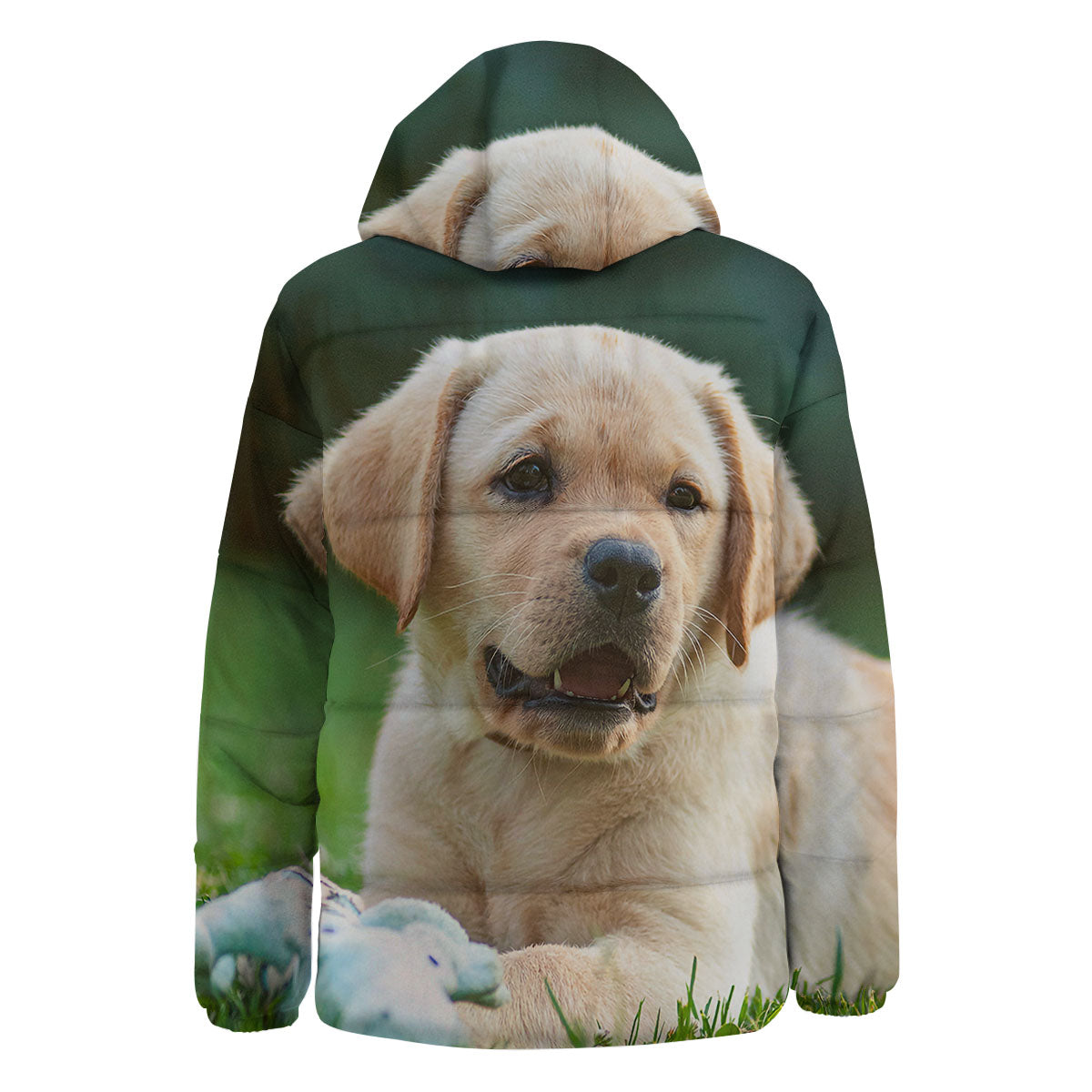 Puppy And Labrador Retriever Print Down Jacket-grizzshop