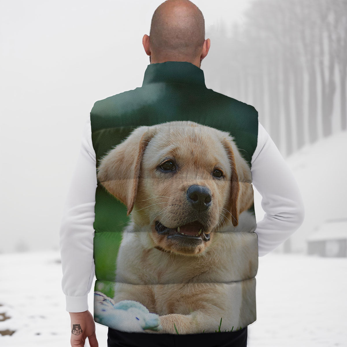 Puppy And Labrador Retriever Print Down Vest