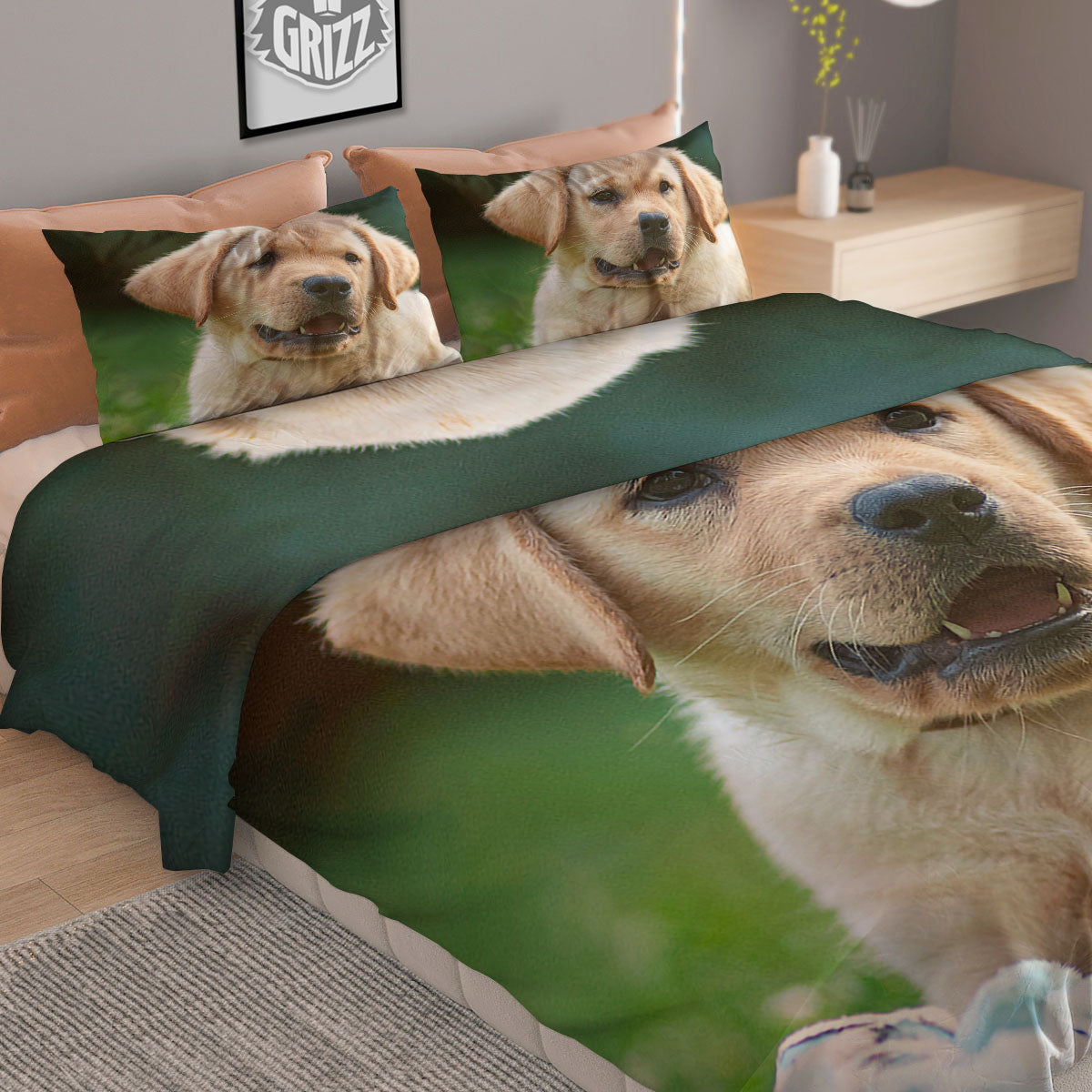 Puppy And Labrador Retriever Print Duvet Cover Bedding Set