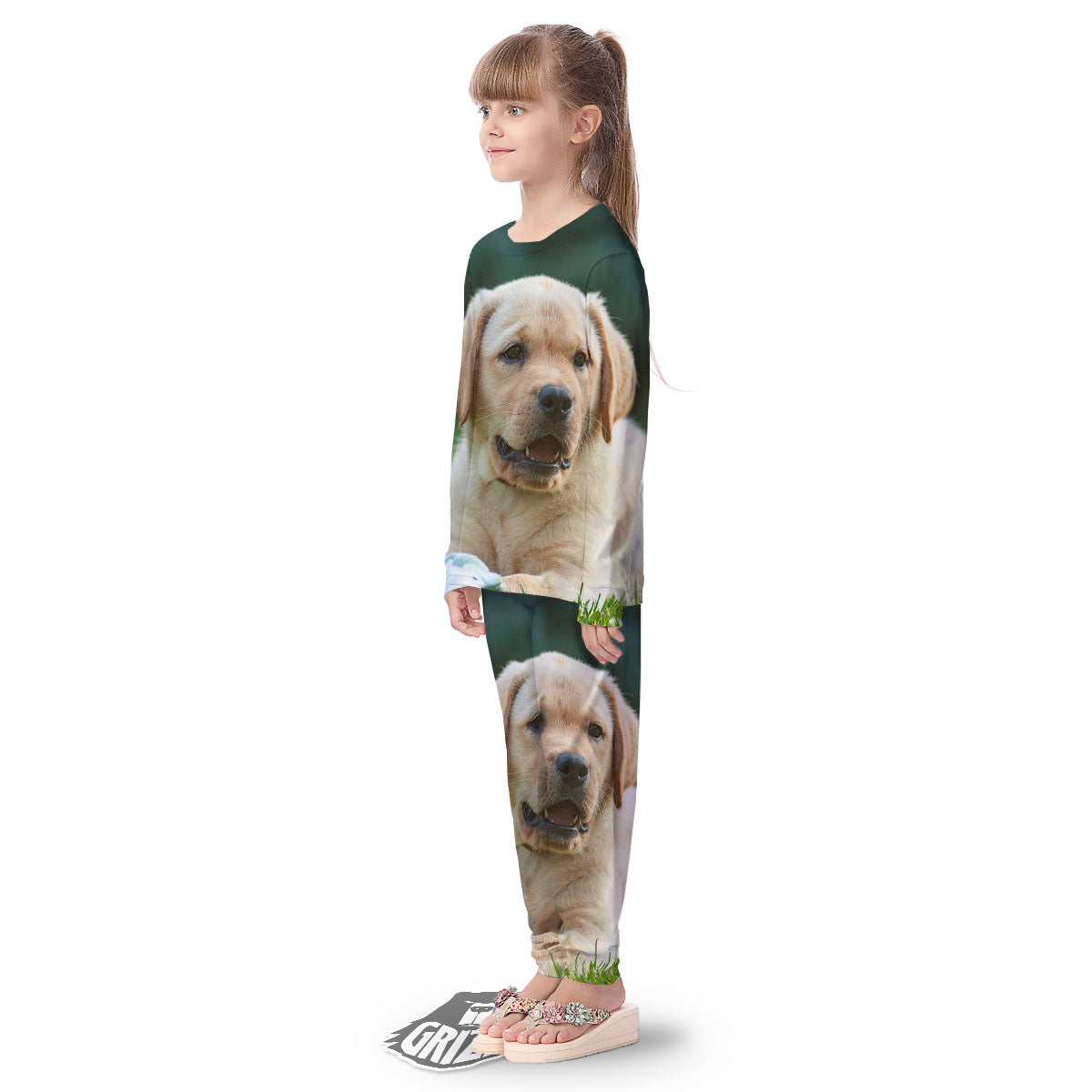 Puppy And Labrador Retriever Print Kid's Pajamas-grizzshop