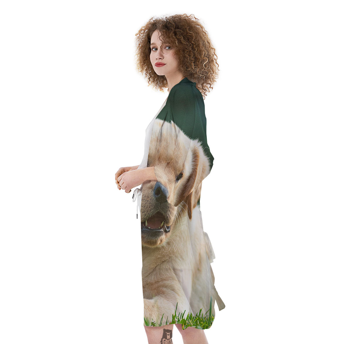 Puppy And Labrador Retriever Print Kimono-grizzshop