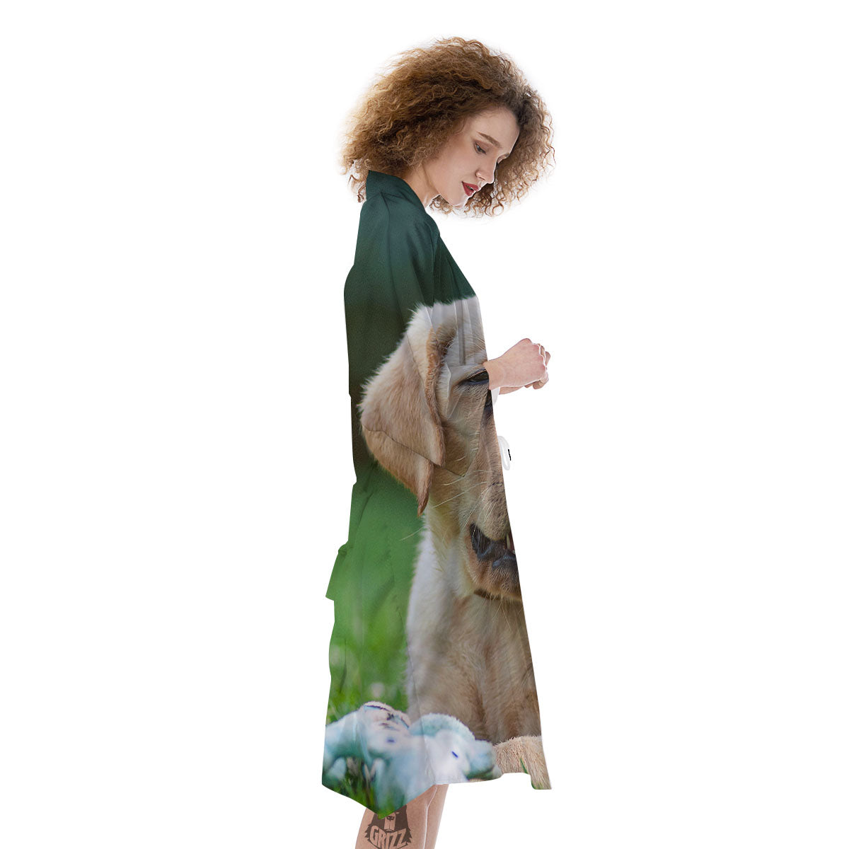 Puppy And Labrador Retriever Print Kimono-grizzshop