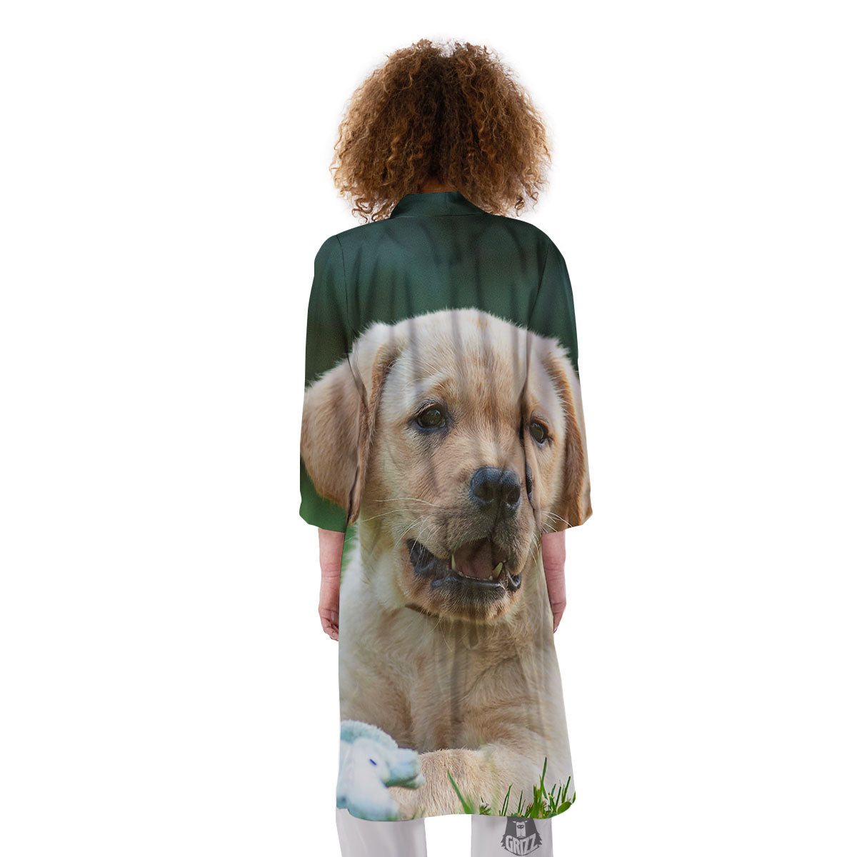 Puppy And Labrador Retriever Print Kimono-grizzshop