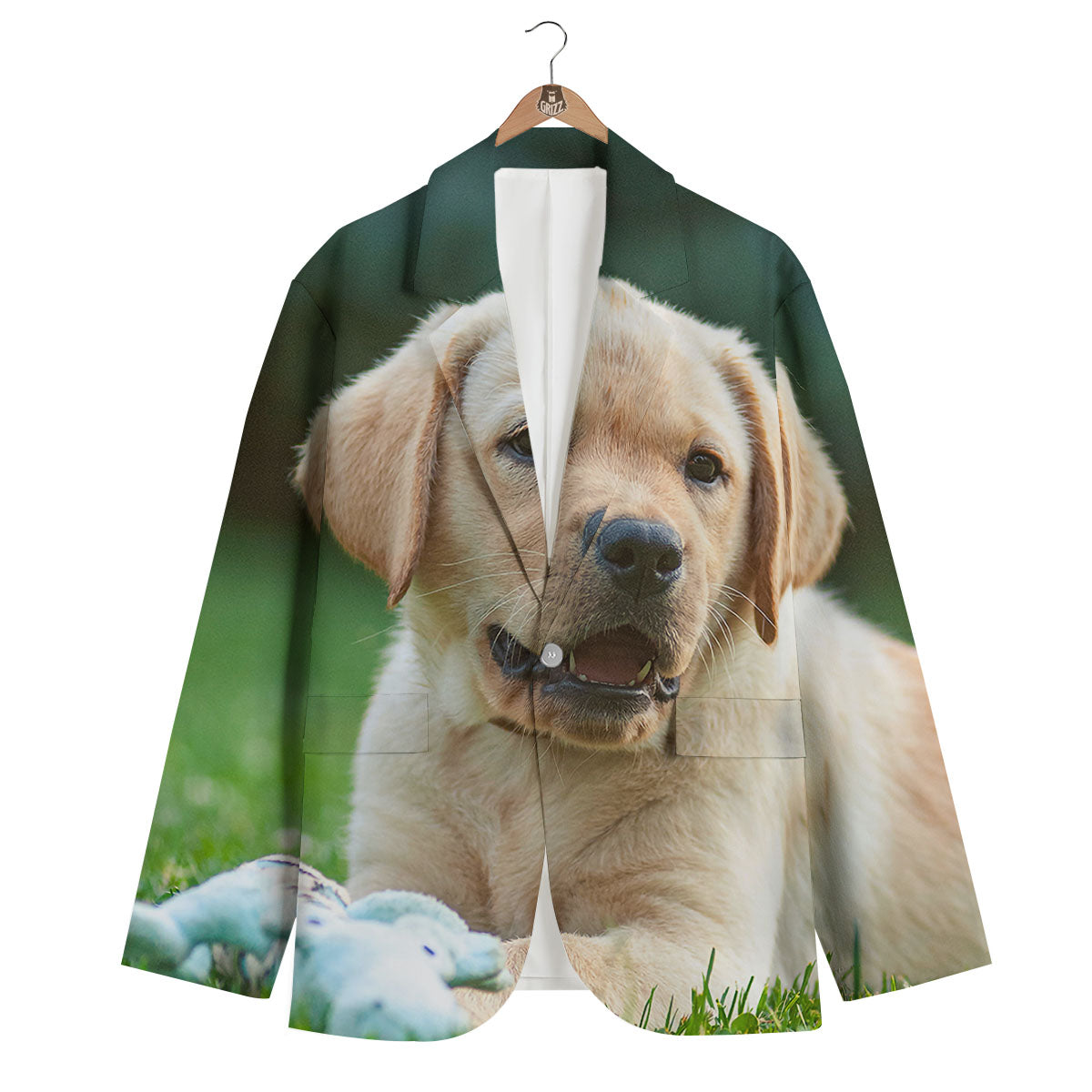 Puppy And Labrador Retriever Print Men's Blazer-grizzshop