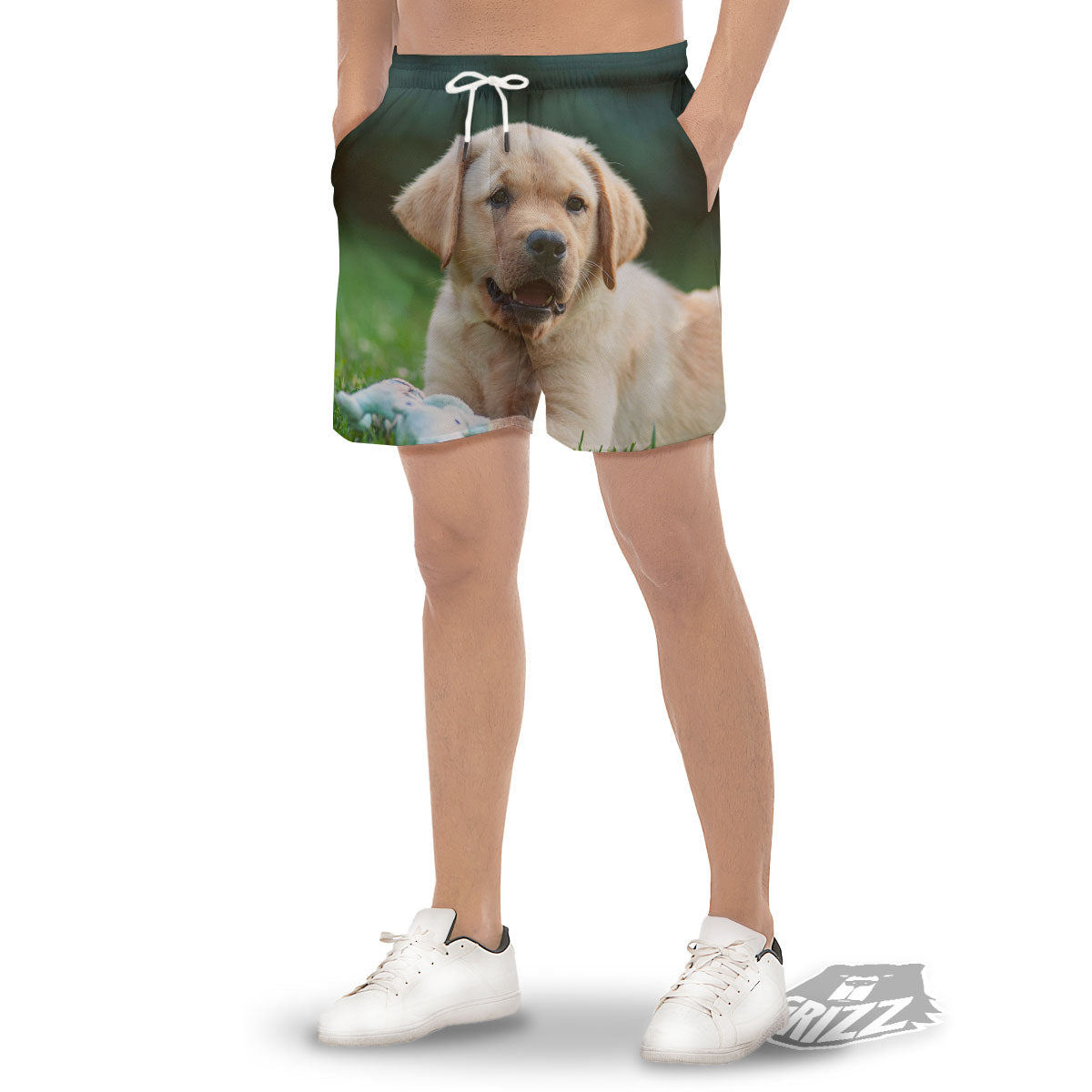 Puppy And Labrador Retriever Print Men's Gym Shorts-grizzshop