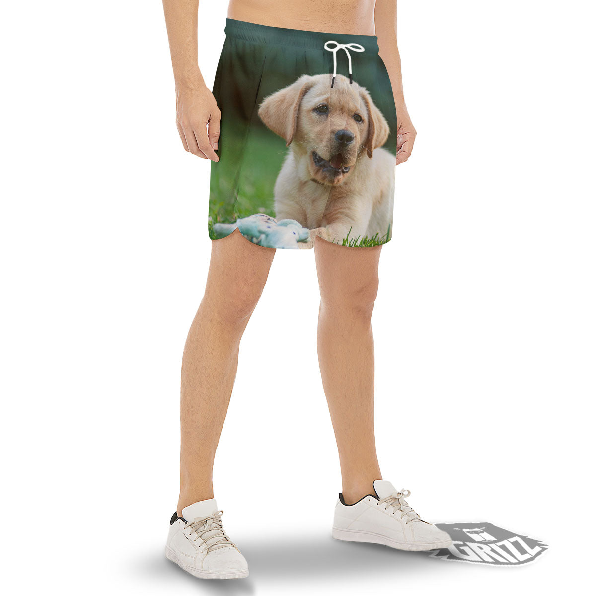 Puppy And Labrador Retriever Print Men's Gym Shorts-grizzshop