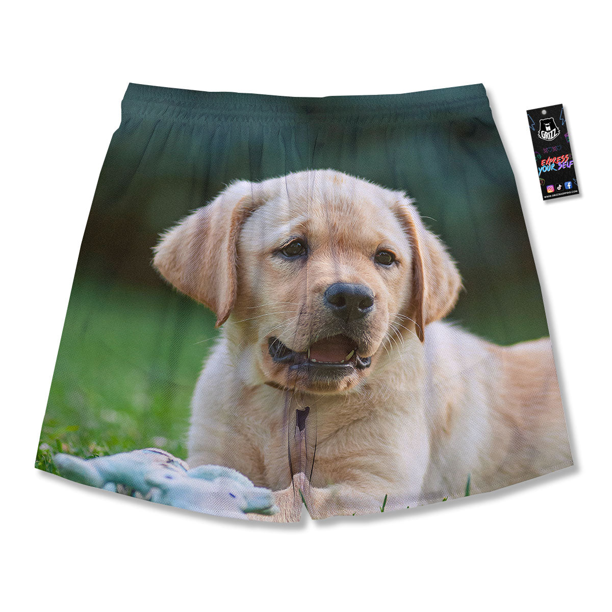 Puppy And Labrador Retriever Print Men's Running Shorts-grizzshop