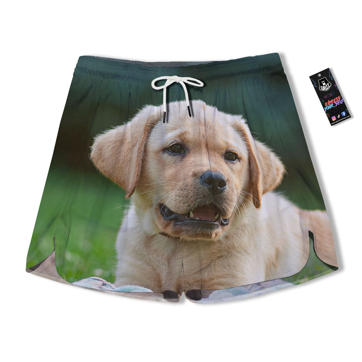 Puppy And Labrador Retriever Print Men's Running Shorts-grizzshop