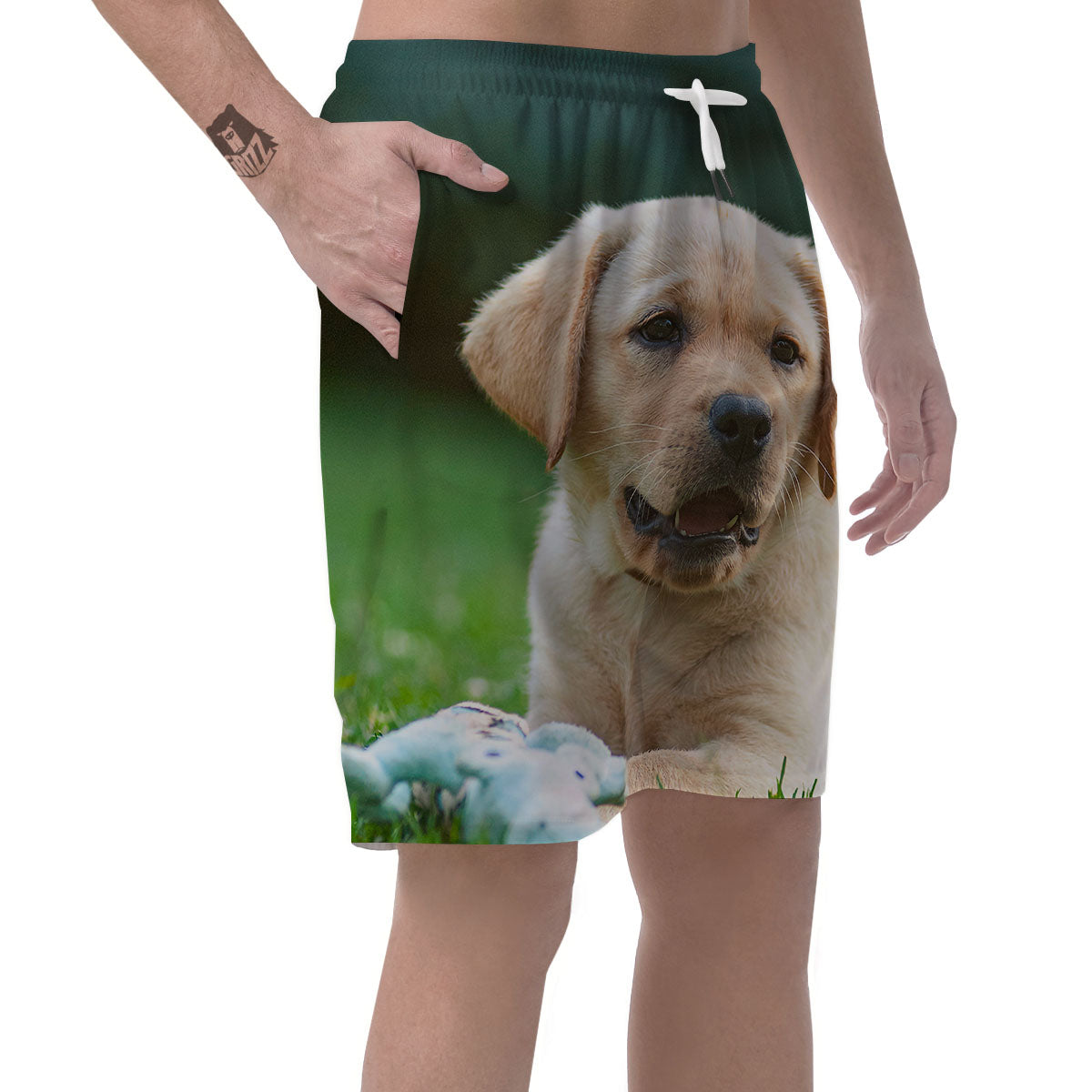 Puppy And Labrador Retriever Print Men's Shorts-grizzshop