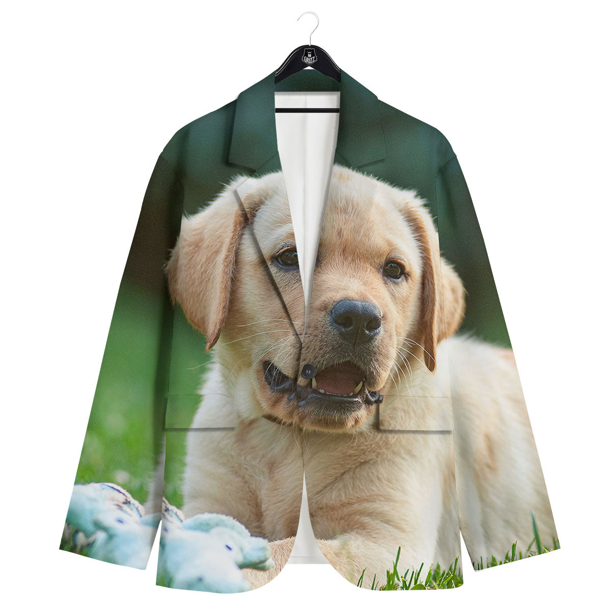 Puppy And Labrador Retriever Print Men's Sport Coat-grizzshop