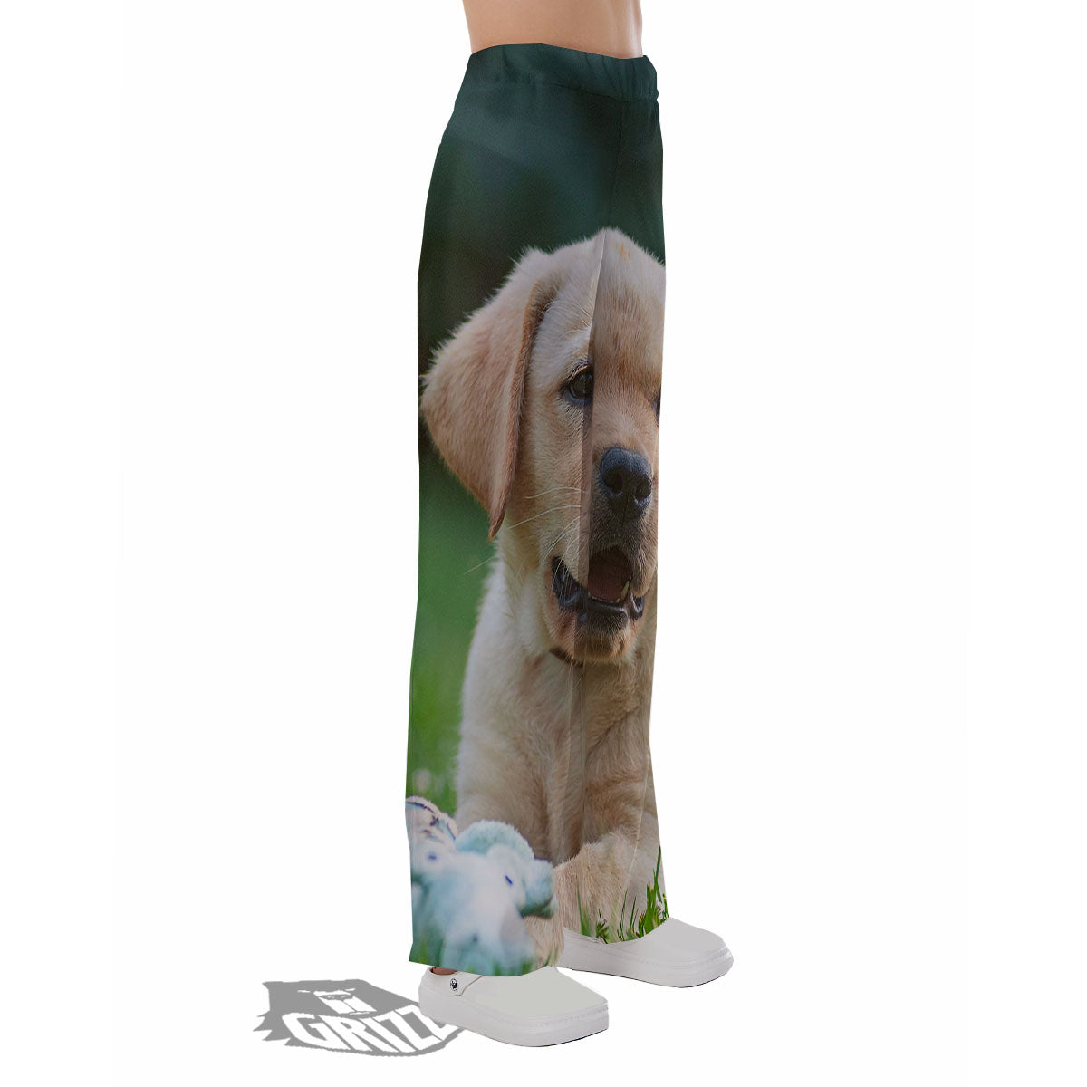 Puppy And Labrador Retriever Print Pajama Pants-grizzshop
