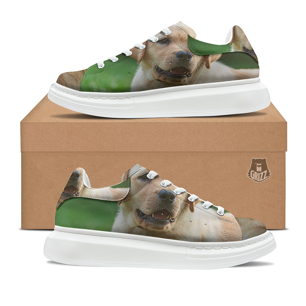 Puppy And Labrador Retriever Print Platform Shoes-grizzshop