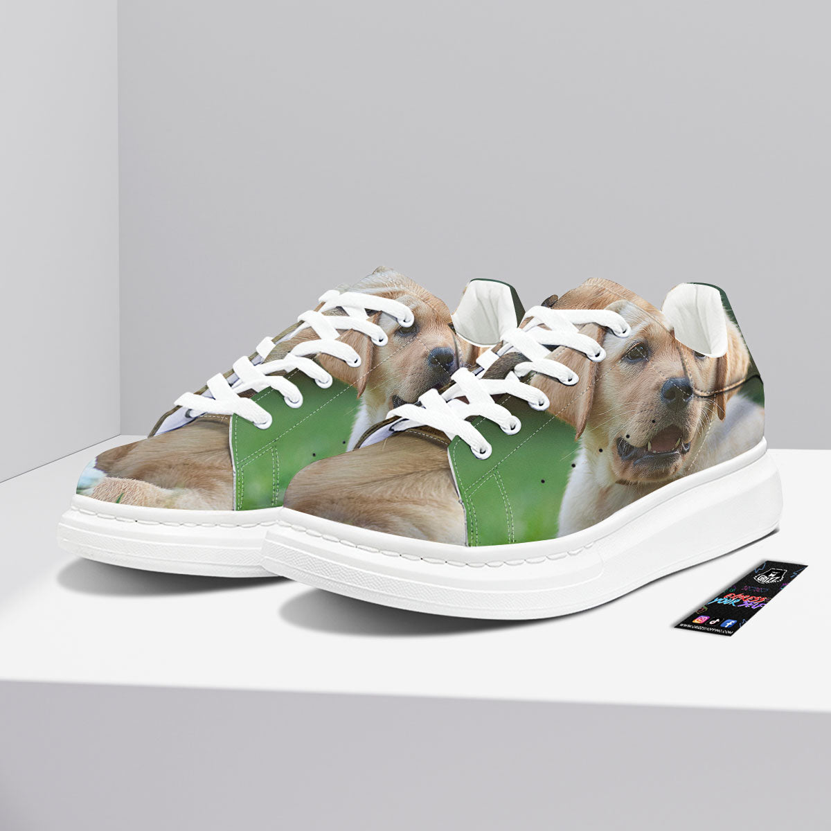 Puppy And Labrador Retriever Print Platform Shoes-grizzshop