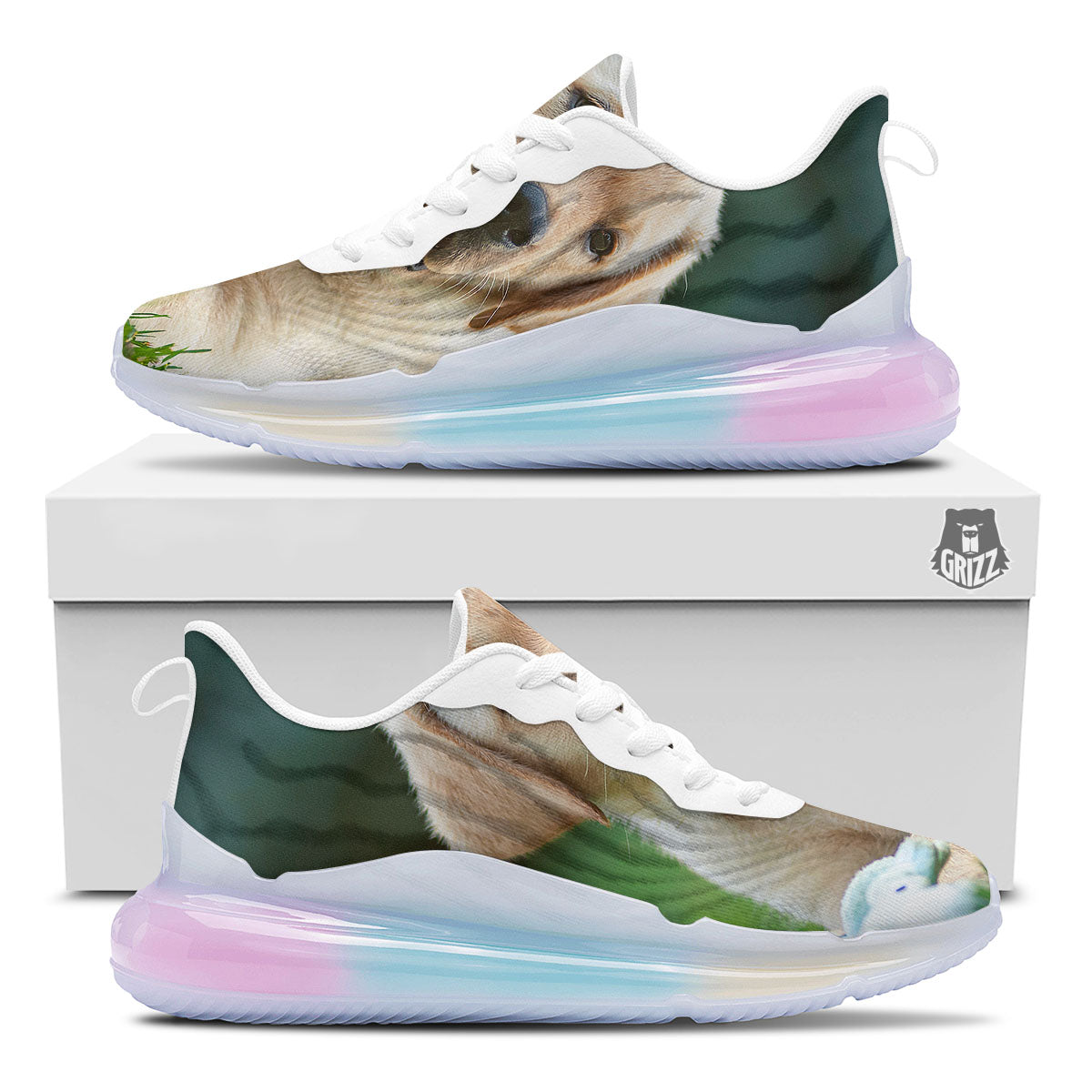 Puppy And Labrador Retriever Print Running Sneakers-grizzshop