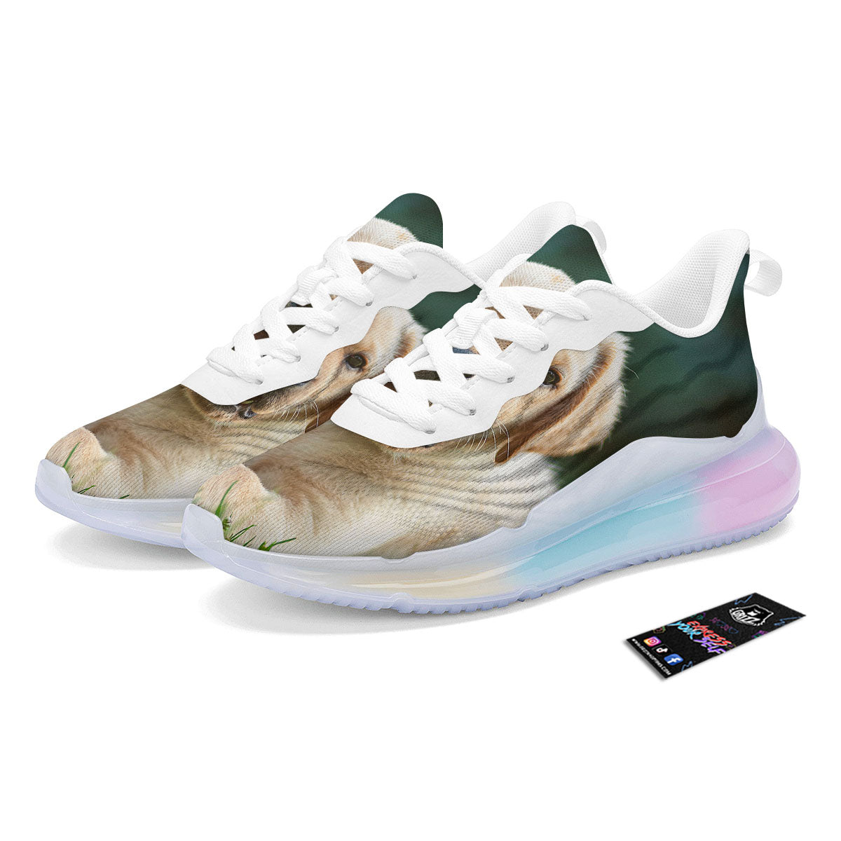 Puppy And Labrador Retriever Print Running Sneakers-grizzshop