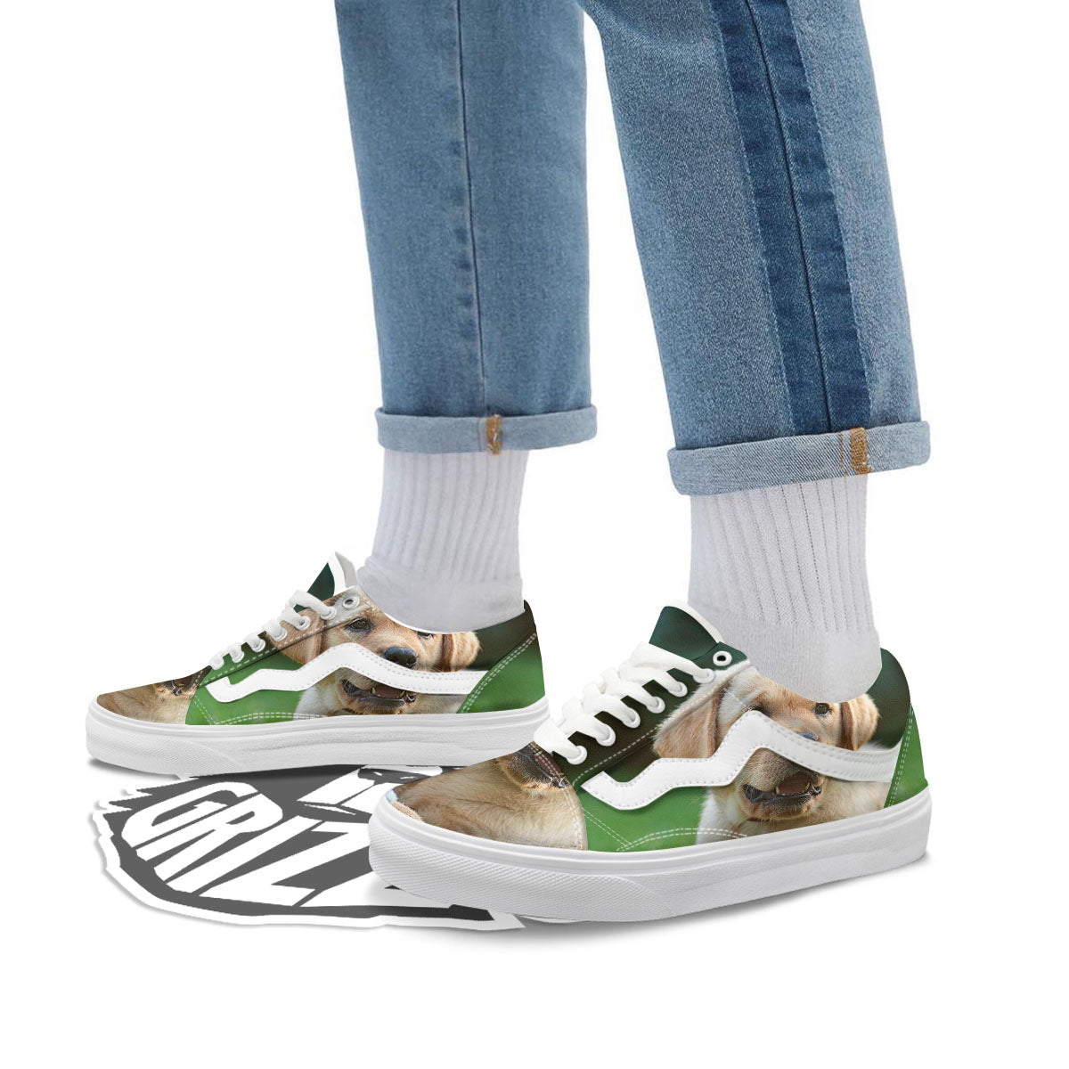 Puppy And Labrador Retriever Print Skate Shoes-grizzshop