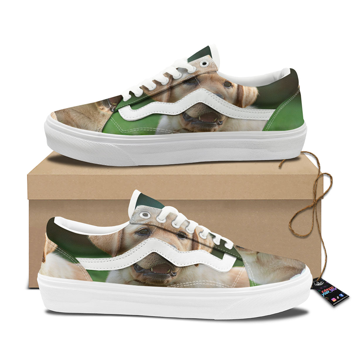 Puppy And Labrador Retriever Print Skate Shoes-grizzshop