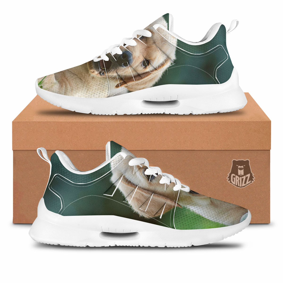 Puppy And Labrador Retriever Print Tennis Shoes-grizzshop